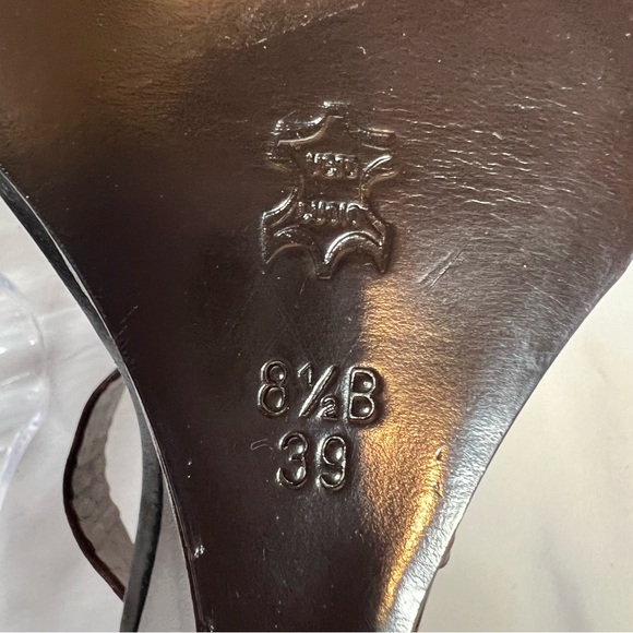 BCBGMaxAzria Brown Leather Strappy Ankle Strap 4” Wedge Sandals Size 8.5 39 - Picture 14 of 15